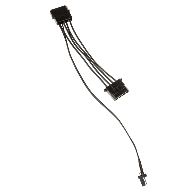 Kolink 3 kontaktų ventiliatoriaus maitinimo adapteris į 2×4 kontaktų Molex, 245 mm, juodas