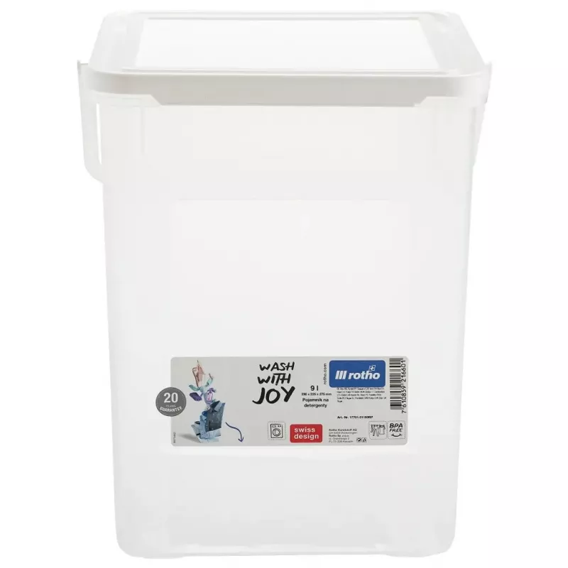 Plastikinis indas skysčiams Rotho Basic 9 L modelis 1770101100RP, baltas, su dangteliu ir pakabinimo anga