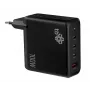 3x USB-C + USB A sieninis įkroviklis su PD, juodas, GaN 100W