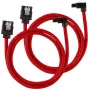 Corsair Premium Sleeved SATA kabelis, lenktas, Raudonas 60cm - 2 vnt. pakuotė