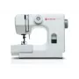 Pusiau automatinė siuvimo mašina SINGER M1005 — 11 siūlių, 4 mm dygsnio plotis, viršutinė drop-in ritė, laisva rankovė, 2,5 kg