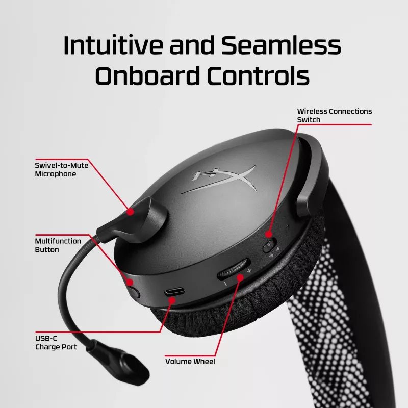 HyperX Cloud Jet – Belaidės žaidimų ausinės (Juodos)