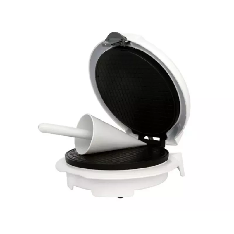 Vafelinė Adler AD 3038 – vienas apvalus vaflis, 1500 W, reguliuojamas termostatas, nelipnios plokštės, pilka/balta