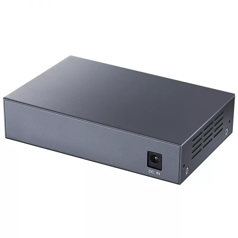 Cudy GS1005P tinklo jungiklis – 5 prievadų Gigabit Ethernet su 4 PoE prievadais, 60 W, metalinis korpusas, montuojamas į stelažą