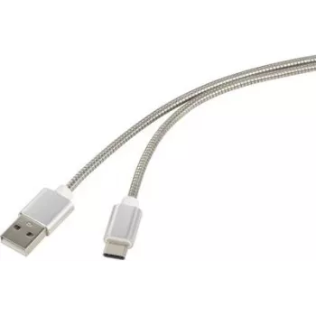 Renkforce USB 2.0 jungiamasis laidas [1x USB 2.0 kištukas A - 1x USB-C™ kištukas] 1 m sidabrinis apvalkalas nerūdijantis plienas (RF-4888671)