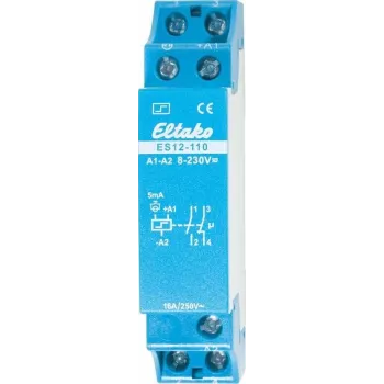 Eltako impulsinis relė ES12-110, 1 normaliai atviras + 1 normaliai uždarytas kontaktas 16 A, 8–230 V/UC arba 230 V
