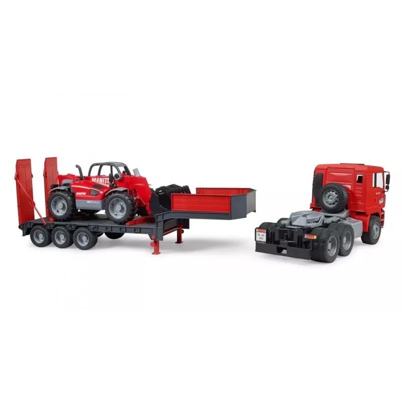 Transporto rinkinys BRUDER MAN TGA žemagrindis vilkikas su Manitou krautuvu