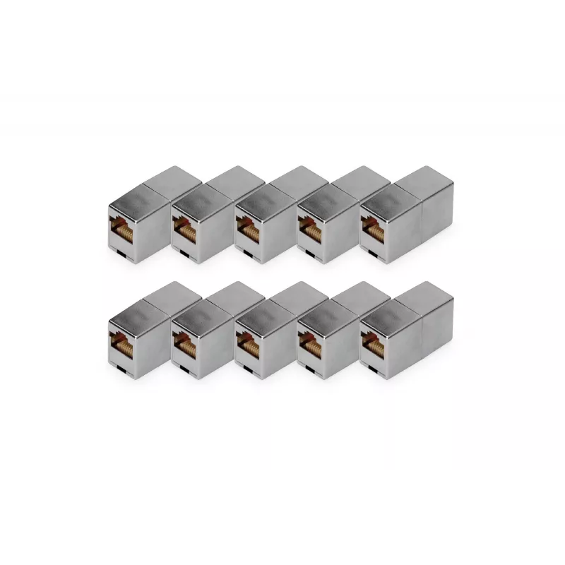 Digitus CAT 5e RJ45 modulinė jungtis, ekranuota, auksuoti kontaktai, sidabrinė, 10 vnt.