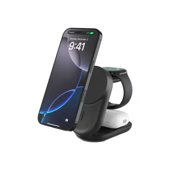 Belaidis įkroviklis Belkin UltraCharge 25W Qi2 3in1 Magnetinis Apvalus Juodas EU