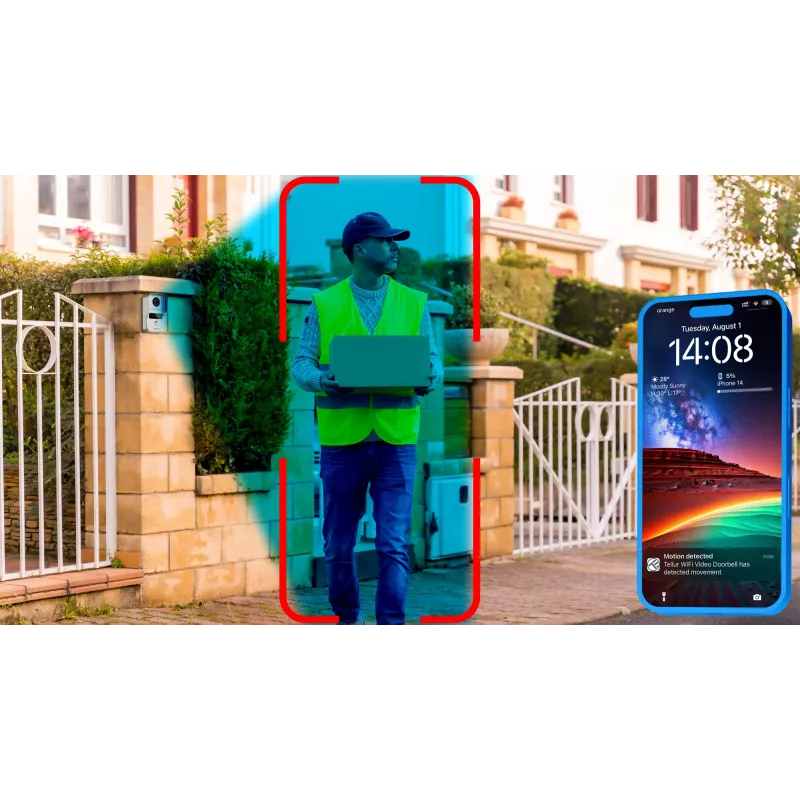Vaizdo durų skambutis Tellur TLL331511 1080P su atrakinimo funkcija ir vidaus garsiniu signalu