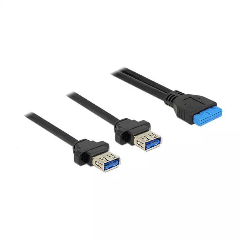 USB 3.0 ilginimo kabelis DeLOCK 85244 0,8 m juodas su montuojamomis jungtimis