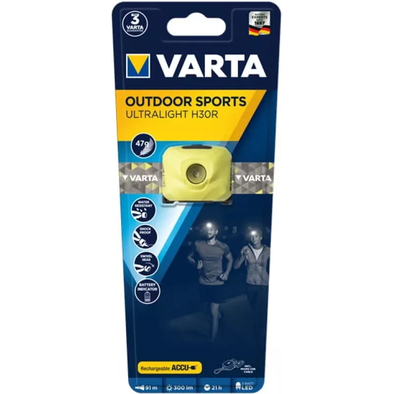Kaktinė lemputė Varta OUTDOOR SPORTS ULTRALIGHT H30R Lime