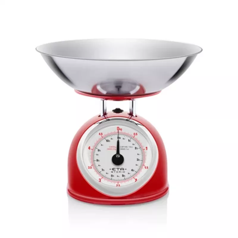 Mechaninė virtuvinė svarstyklės ETA ETA577790030 – 5 kg, 25 g tikslumas, nerūdijančio plieno viršus, baltas korpusas