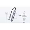 USB šakotuvas Unitek H1208A — 4 prievadai (1 × USB 3.2 Gen 1 Type-A, 3 × USB 2.0), aliumininis korpusas, pilka, 0,20 m laidas