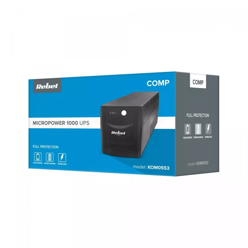 Nepertraukiamo maitinimo šaltinis REBEL Micropower 1000 (offline, 1000VA / 600W, 230 V, 50Hz)