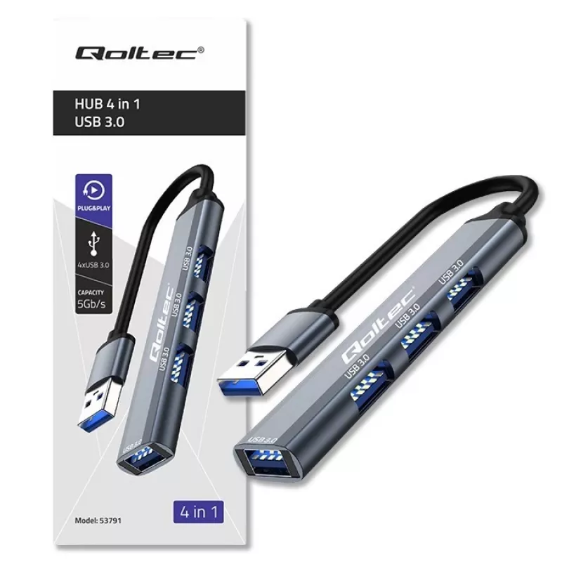 USB 3.0 4in1 HUB adapteris, 4x USB 3.0