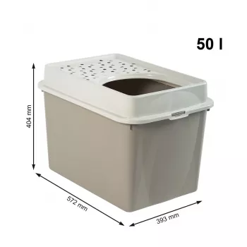 rotho Berty Eco Cappuccino katės tualetas – technopolimeras, 50 L, 572×393×404 mm, be BPA, 1 kg