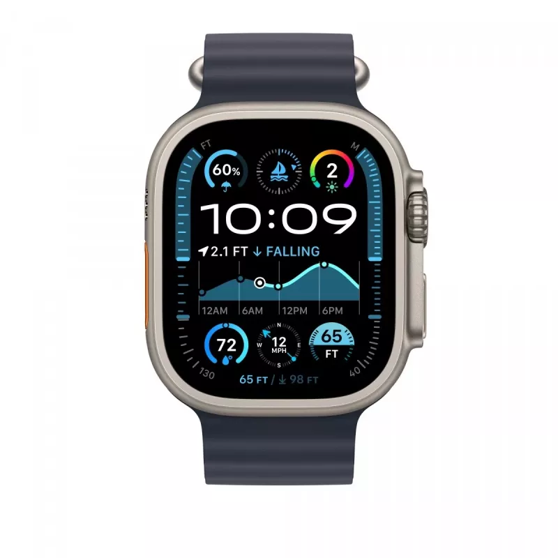 Apple 49mm Navy Ocean Band prailginimas natūralaus titano apdaila
