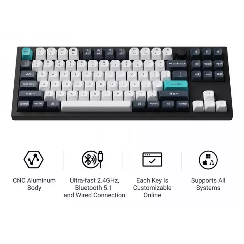 Belaidė klaviatūra Keychron Q3 Max RGB/CARBON Black Q3M-M4