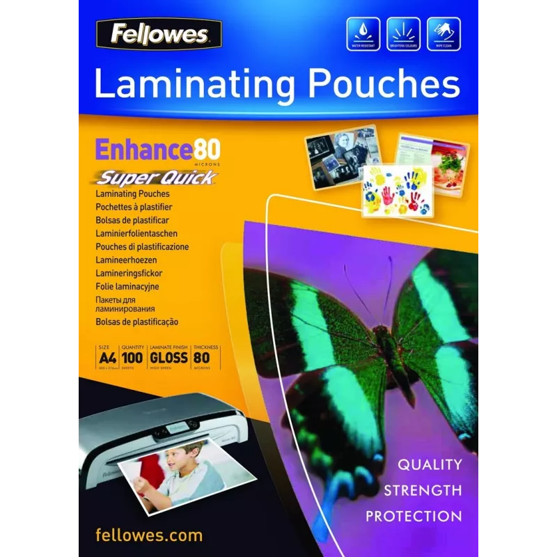 Fellowes SuperQuick A4 blizgūs laminavimo maišeliai 80 mikronų