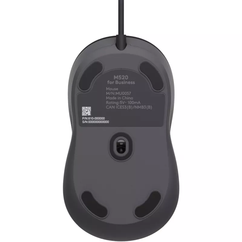 Logitech Signature Wired M520 versijai skirta optinė laidinė pelė USB-C Plug-and-Play Windows/Mac/Chrome/PC/nešiojamieji kompiuteriai - Graphite