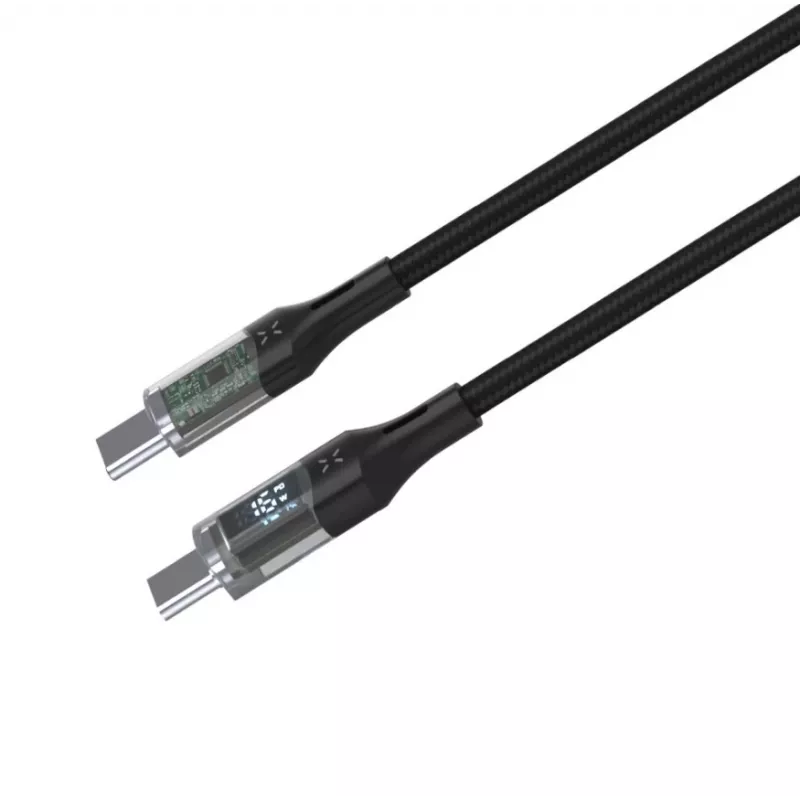 Fiksuotas laidas USB-C / USB-C su vaizdo perdavimu, PD palaikymu, 2m, USB 2.0, 100W | FIXDD-CC2-BK