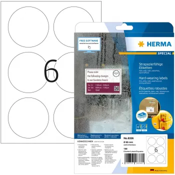 Lipnių etikečių lapas HERMA Signs A4 Ø 85 mm