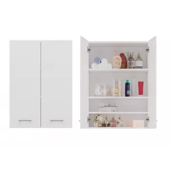 Topeshop POLA MINI DD balta vonios spintelė su stalčiais Balta
