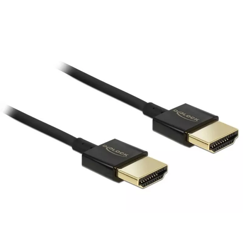 DeLOCK Slim Premium HDMI laidas, 2,0 m, triguba izoliacija, juodas (84773)