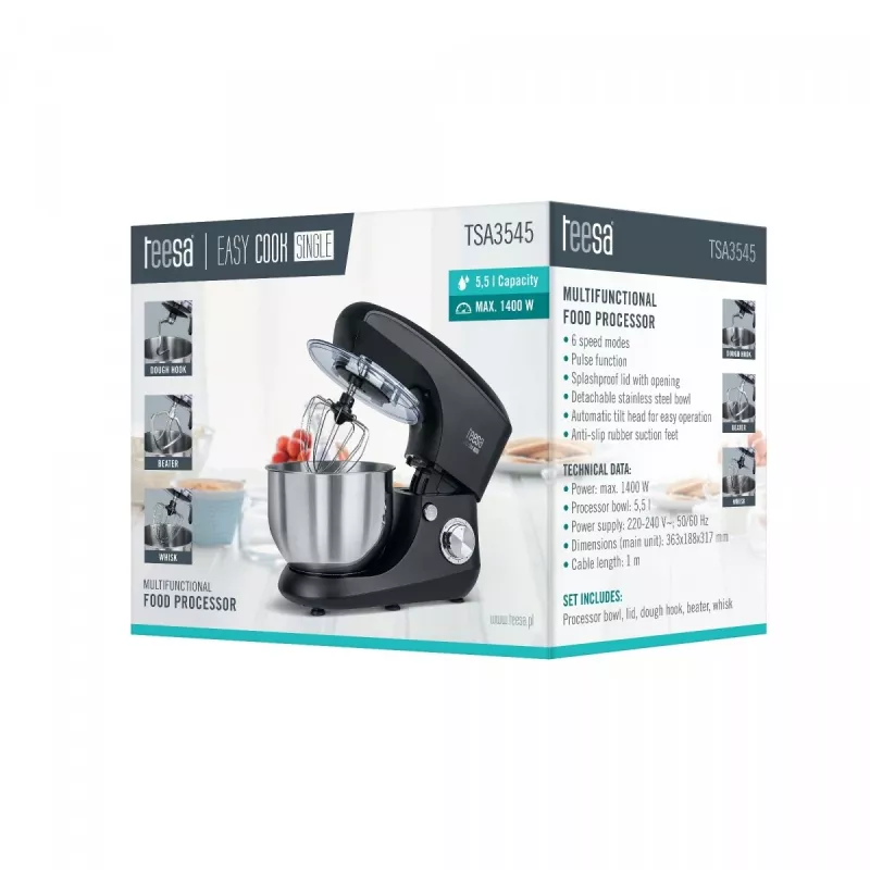 Virtuvinis kombainas TEESA EASY COOK Single Black TSA3545-B 1000W 4L