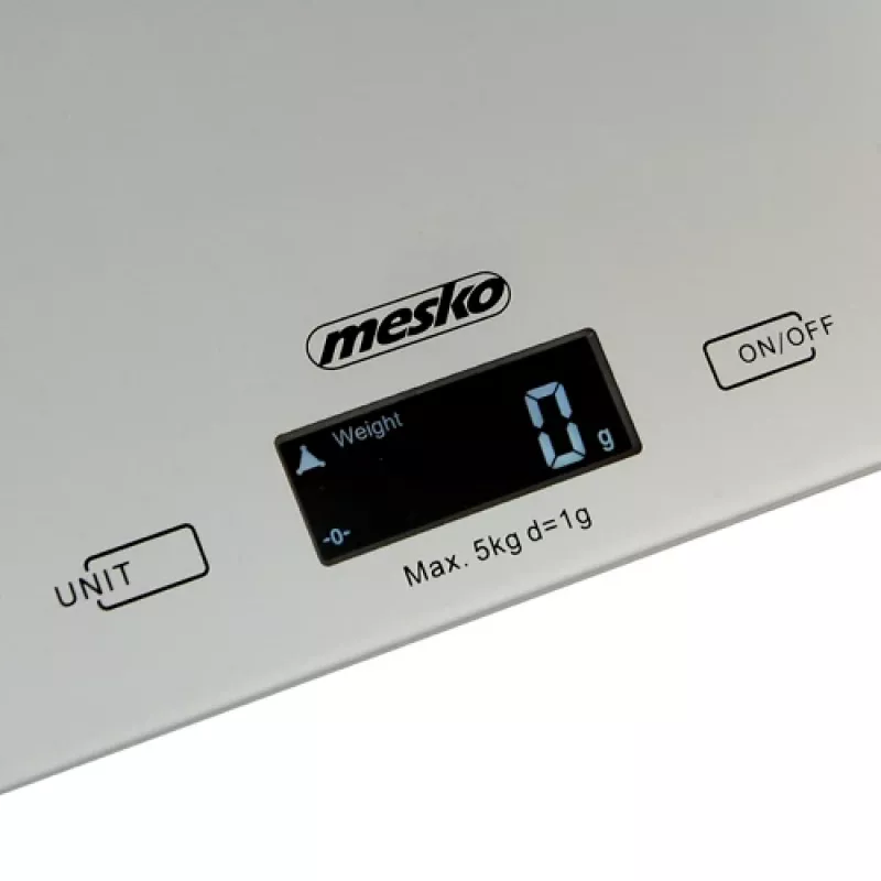 Mesko MS 3145 virtuvinės svarstyklės, 5 kg, 1 g, LCD, sidabrinės