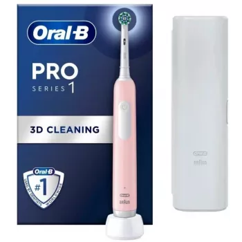 Dantų šepetėlis elektrinis Oral-B Pro Series 1 rožinis – įkraunamas, 3D valymo veiksmai
