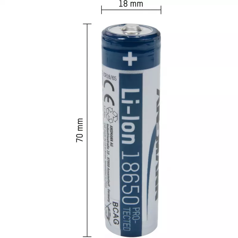 ANSMANN 18650 baterija, Li-Ion, 2600 mAh, 9,36 Wh, sidabrinė (1307-0000)