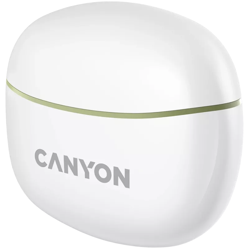 CANYON TWS-5 belaidės ausinės, žalios, Bluetooth 5.3, lietimui jautrūs valdikliai, USB-C įkrovimas