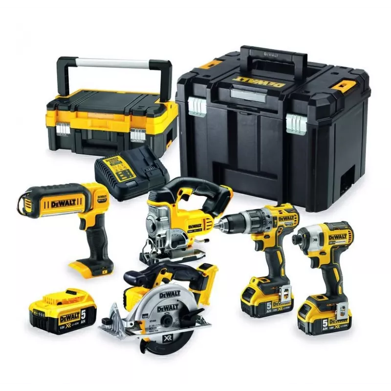 DEWALT. KOMBINUOTAS RINKINYS 18V DCK551P3T (DCD796+DCF887+DCS39+DCS331+DCL050) 3x5.0Ah TSTAK