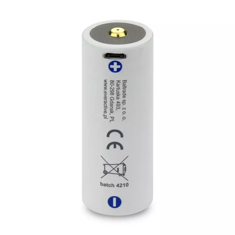 Įkraunama baterija everActive EV26650-52M 3.7V 5200mAh su Micro USB įkrovimu