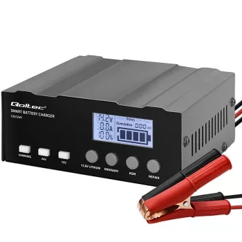Baterijų įkroviklis QOLTEC 52491 mikroprocesorinis 12V/12.6V/24V su LCD