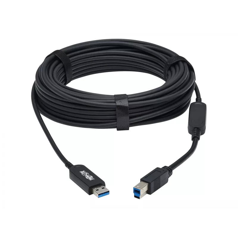 Eaton Tripp Lite Series USB 3.2 Gen 1 Plenum-Rated Fiber aktyvus optinis kabelis (AOC) - A/B M/M, juodas, 20 m - USB kabelis - USB A tipas (M) prie USB B tipo (M) - USB 3.2 Gen 1 - 20,0 m - P
