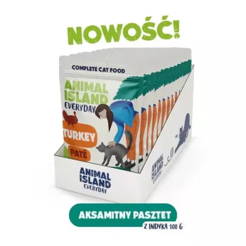 ANIMAL ISLAND paštetas kalakutiena maišeliai katėms 12x100g
