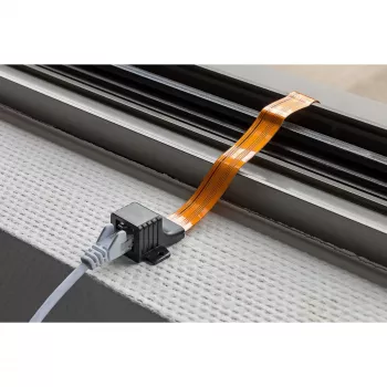 Langų pravedimo adapteris itin plonas, RJ45, laidas juodas/varinis, 30 cm