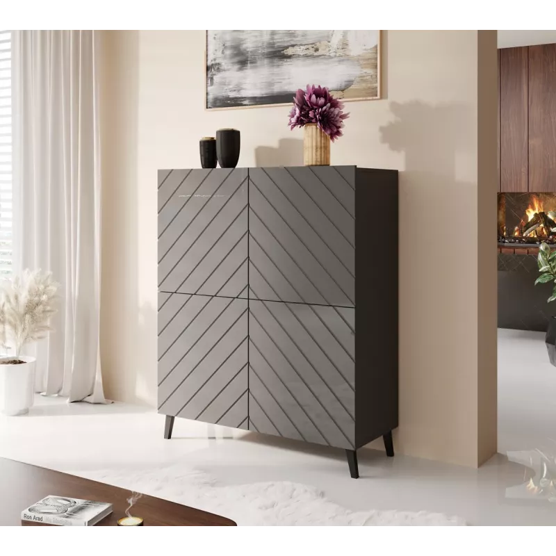 Shelving unit ABETO 100.5 x 40 x 121.5 cm grafito/blizgus grafito