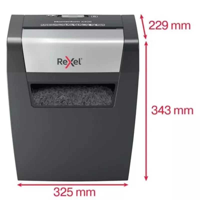 Rexel Momentum X406 kryžminio pjovimo popieriaus smulkintuvas P4, 4 x 28 mm, 15 l, 6 lapų, 70 dB