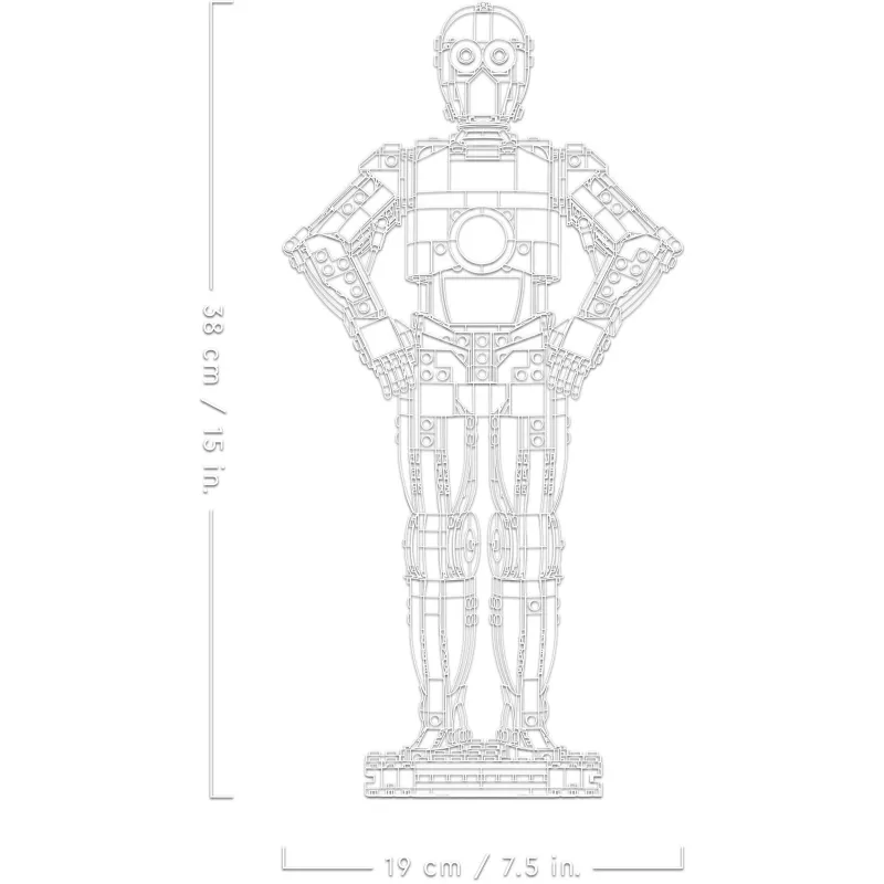 LEGO žvaigždžių karų statoma figūra C-3PO modelis 75398 — 1138 dalių, 380 mm eksponuojamas kolekcinis modelis