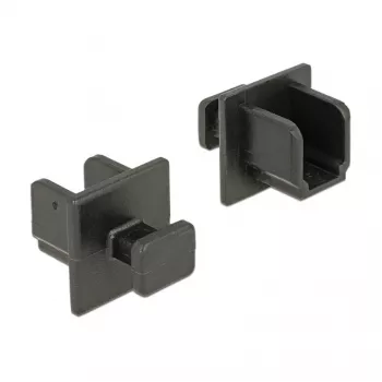 Apsauginis kištukinis dangtelis DELOCK 64010, polipropilenas, juodas, 12,2×15,2×12 mm, pakuotė po 10 vnt.