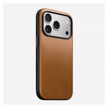 Dėklas telefonui Nomad Modern Leather Case, iPhone 17 Pro, 16 cm (6,3 colio), smėlio spalvos, oda ir PC/TPU