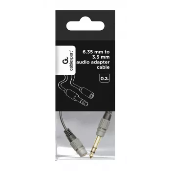 Garso adapterio laidas Gembird A-63M35F-0.2M 6,35 mm kištukas į 3,5 mm lizdą juodas
