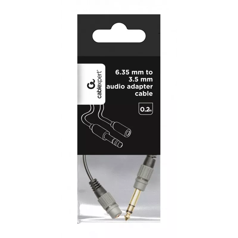 Garso adapterio laidas Gembird A-63M35F-0.2M 6,35 mm kištukas į 3,5 mm lizdą juodas