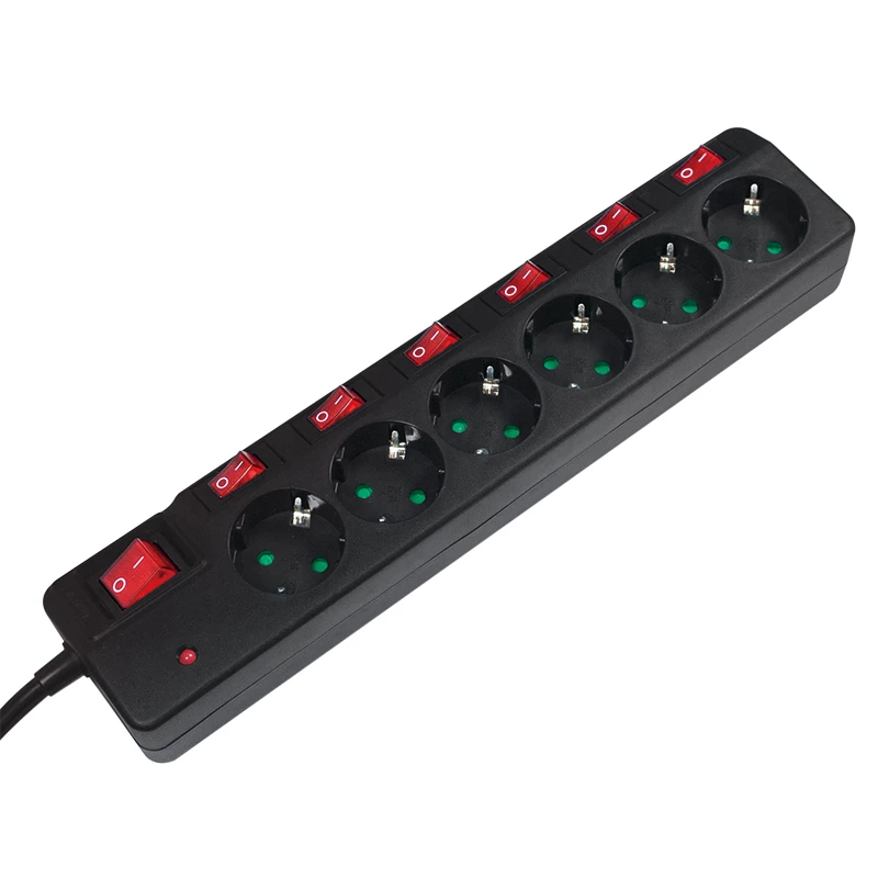 Prailginimo laidas LogiLink LPS233 1,5 m 6 AC lizdų vidaus juodas