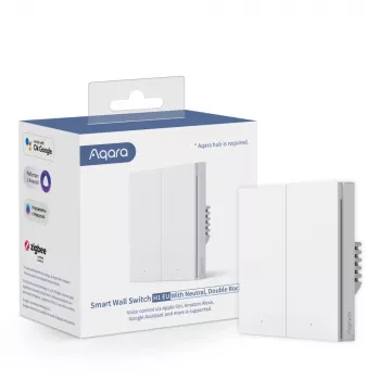 Aqara Smart Home Wall Switch H1, su nuliniu laidu, dviejų klavišų (WS-EUK04)
