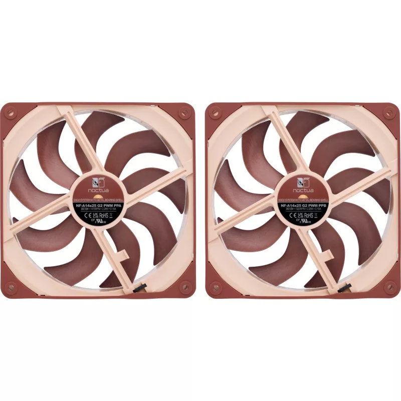 Noctua NF-A14x25 G2 PWM Sx2 PP 140mm dvigubas ventiliatorių rinkinys